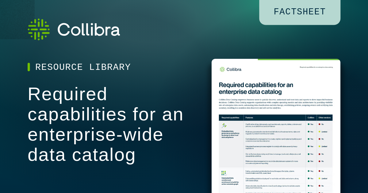 Required capabilities for an enterprise-wide data catalog | Collibra